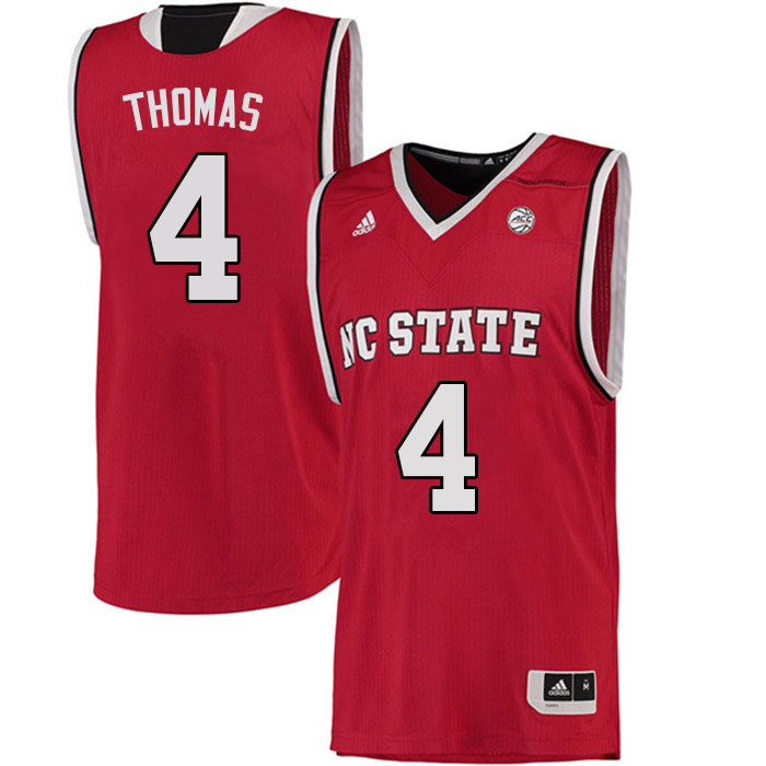 Men #4 LJ Thomas NC State Wolfpack College Basketball Jerseys Sale-Red - Click Image to Close